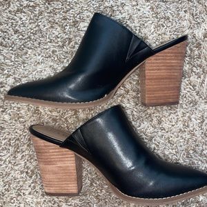 Mule Point Toe Block Heels 8 Black